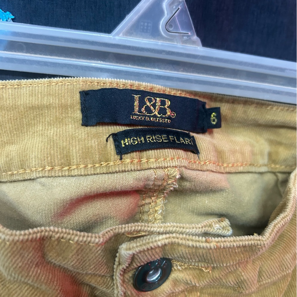 Lucky & Blessed Mustard Yellow Corduroy Flare Jeans - Picture 3 of 3